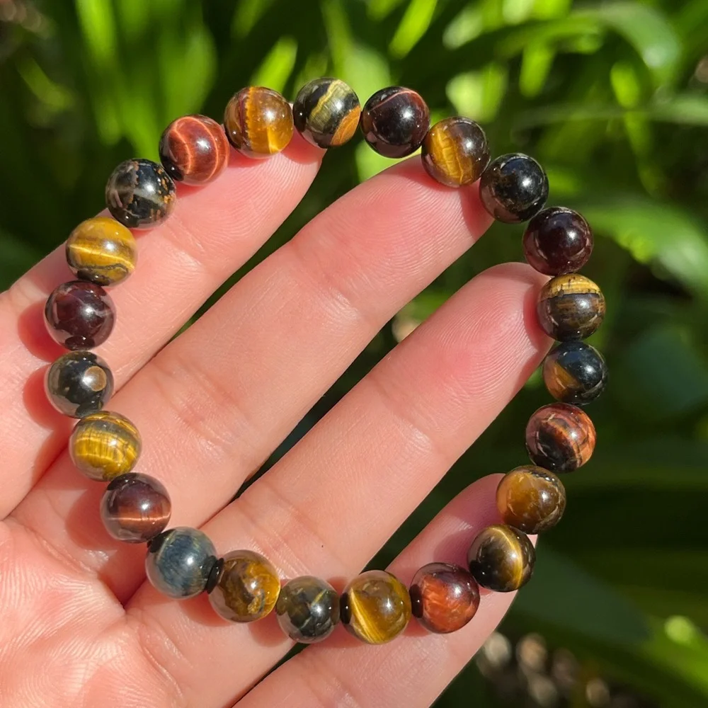 8mm‎ stretchable rainbow tiger eye bracelet
